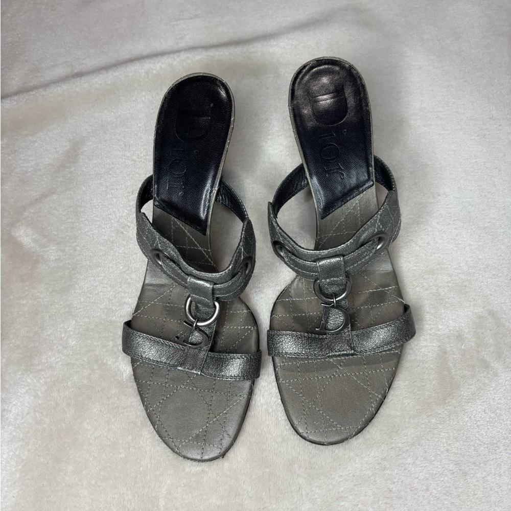 Christian Dior Vintage Cannage Gray/Grey Heels